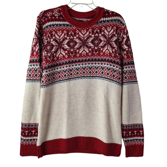 Abercrombie & Fitch VTG Men Medium Merino Wool Blend Fair Isle Pullover Sweater - Picture 1 of 10